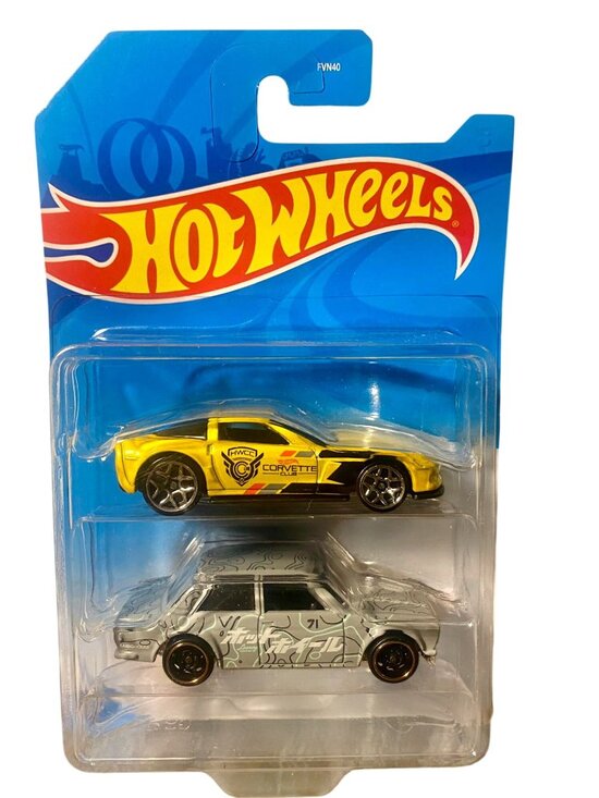 Hot Wheels Other - Hot Wheels 2-Pack Diecast Cars Corvette Club & Nissan Skyline Design New In Orig